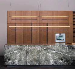 Suspension, Tier Grid 150, or anodisé, bleu saphir, LED, dim, 2700K, L300cm, H70cm - A-N-D