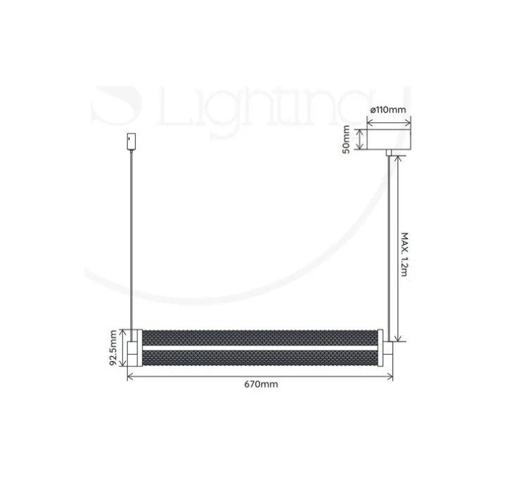 Suspension, Tiffany horizontale, diamant, LED, dim, 2700K, 1900 lm, L67cm, H9,25cm - Elements lighting