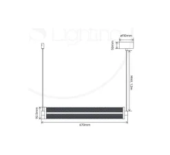 Suspension, Tiffany horizontale, graphite, LED, dim, 2700K, 950 lm, L67cm, H9,25cm - Elements lighting