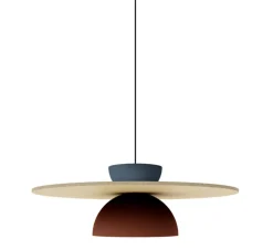 Suspension, Tires Modèle 5 Acoustique, rouge oxydé, gris bleu et dark camel, LED, 2700K, 1300 lm, Ø48cm, L16,4cm - Nexia