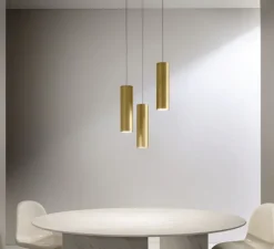 Suspension, To-Be, laiton, Ø5,5cm, H45cm, LED, 2700K, 836lm - PANZERI