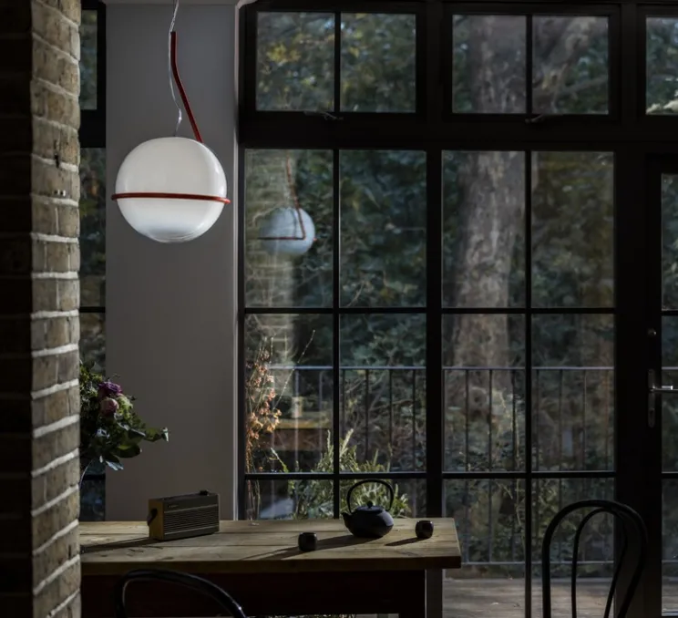 Suspension, Tonda, blanc, rouge-orangé, L39cm, H59cm - Foscarini