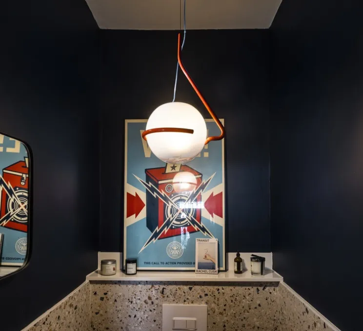 Suspension, Tonda Piccola, blanc, rouge-orangé, L30cm, H25cm - Foscarini