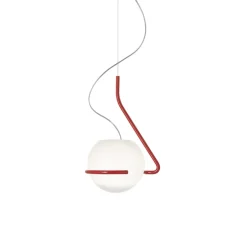 Suspension, Tonda Piccola, blanc, rouge-orangé, L30cm, H25cm - Foscarini