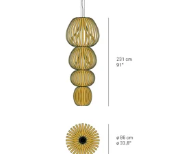 Suspension, Totem 4 Medium, bois cerisier, Ø86cm, H231cm - LZF