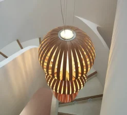 Suspension, Totem S, bois, cerisier naturel, LED, 3000K, 1795lm, Ø73cm, H155cm - LZF