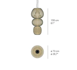 Suspension, Totem S, bois, cerisier naturel, LED, 3000K, 1795lm, Ø73cm, H155cm - LZF