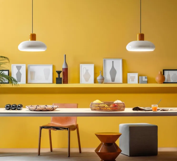 Suspension, Trepiù, jaune, blanc, LED, dim, 3000K, 2535 lm, Ø40cm, H23,4cm - Stilnovo