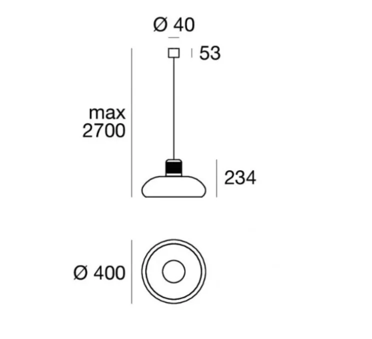Suspension, Trepiù, jaune, blanc, LED, dim, 3000K, 2535 lm, Ø40cm, H23,4cm - Stilnovo