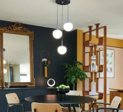 Suspension, Triple D25 MOOON!, Bleu Acapulco, IP42, LED, 5000K, 1050 lm, Ø25cm, H115cm - Fermob