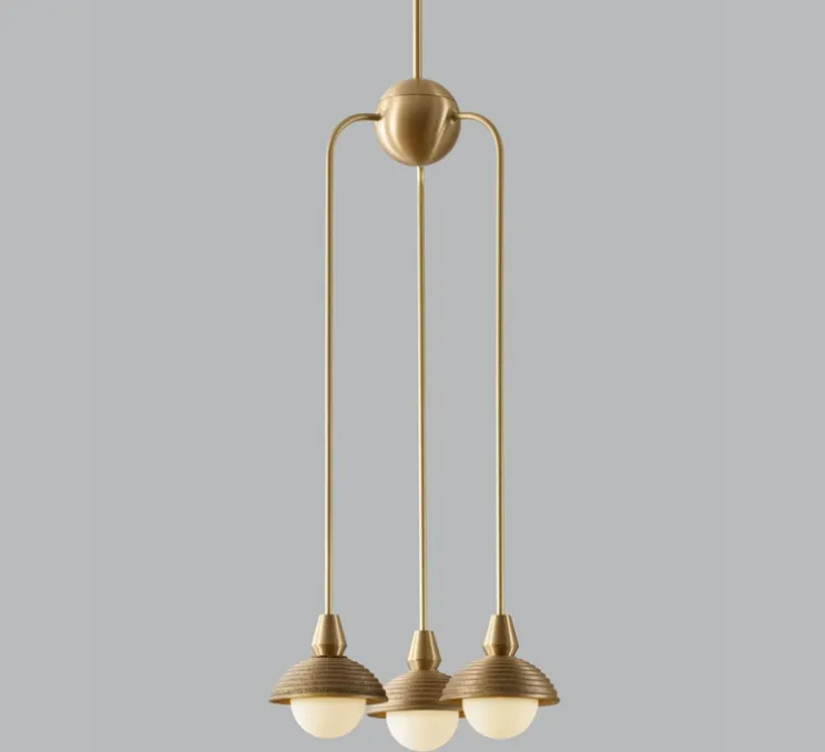 Suspension, Triple, Eos L, laiton brossé, Ø15,7cm, H90cm - Bert franck