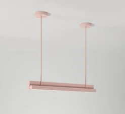 Suspension, Tube and rectangle, rose, LED, 2700K, lm, L90cm, H73,5cm - Atelier Areti
