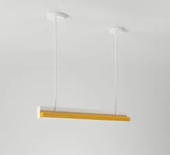 Suspension, Tube and rectangle, blanc, orange, LED, 2700K, lm, L90cm, H73,5cm - Atelier Areti