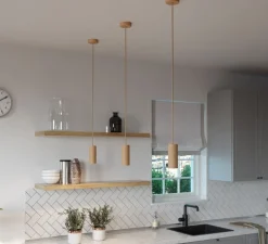 Suspension, Tub-E14, bois, Ø6cm, H15cm - Creative Cables