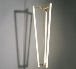 Suspension, Tube Chandelier, laiton satiné, Ø32,6cm, H100cm - Anastassiades Studio