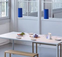 Suspension, Tube, large, bleu profond, Ø28cm, H14cm - Moebe