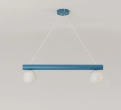 Suspension, Tube with globes and cones, bleu, L90cm, H87,3cm - Atelier Areti