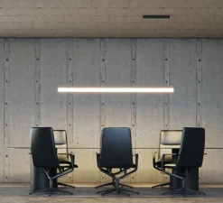 Suspension, Tubi D-60, blanc, LED, dim, 4000K, 6882 lm, L197cm, H6,2cm - Beneito Faure