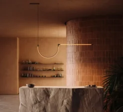 Suspension, Tubs longiligne avec arche, noir, LED, 2700K, 2050 lm, L160cm, H250cm - LEDS C4