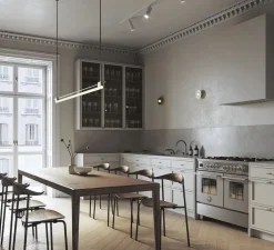 Suspension, Tubus, laiton brossé, PLA bois ébène, LED, 2700K, 1055lm, L100cm, H100cm - Contain