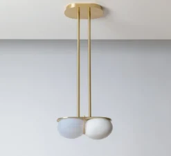 Suspension, Twin 4.0, Oyster, laiton brossé, L28cm, H15cm - SkLO Studio