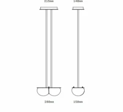 Suspension, Twin 4.0, Oyster, laiton brossé, L28cm, H15cm - SkLO Studio