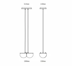 Suspension, Twin 3.0, Vert, laiton brossé, L28cm, H15cm - SkLO Studio