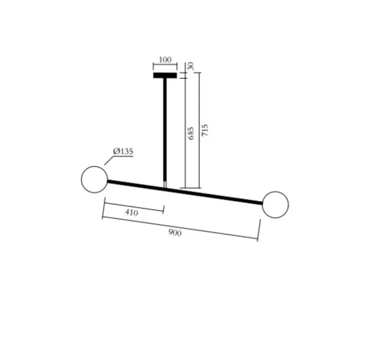 Suspension, Two Spheres 067, laiton, L90cm, H71cm - Atelier Areti