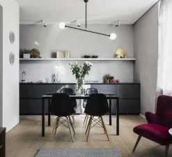 Suspension, Two Spheres, noir et blanc, H71cm, L90cm - Atelier Areti