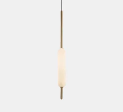 Suspension, Typha 01, blanc et laiton, LED, 2700K, 1200lm, Ø5cm, H80cm - Il Fanale