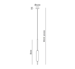 Suspension, Typha 01, blanc et laiton, LED, 2700K, 1200lm, Ø5cm, H80cm - Il Fanale