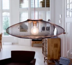 Suspension, UFO Full, Medium, noir charbon, câble noir et blanc, Ø60cm, H18cm - Atelier Robotiq