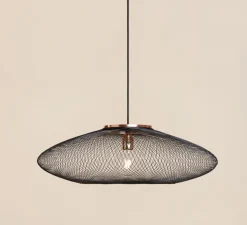 Suspension, UFO Full, Medium, noir charbon, câble noir et blanc, Ø60cm, H18cm - Atelier Robotiq
