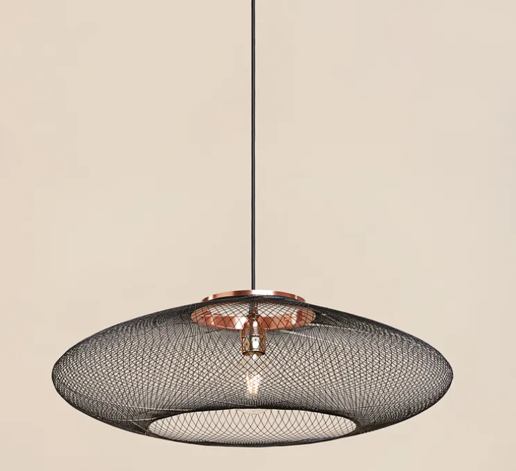 Suspension, UFO Full, Medium, noir charbon, câble noir et blanc, Ø60cm, H18cm - Atelier Robotiq