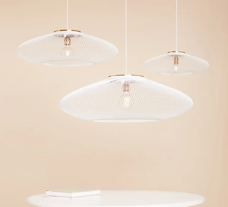 Suspension, UFO full Medium, blanc, câble blanc, Ø60cm, H18cm - Atelier Robotiq