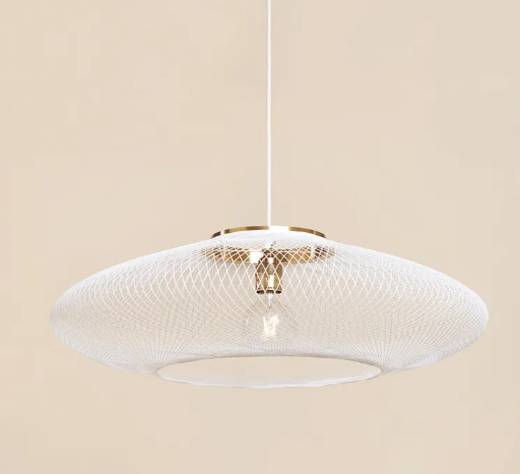 Suspension, UFO full Medium, blanc, câble blanc, Ø60cm, H18cm - Atelier Robotiq