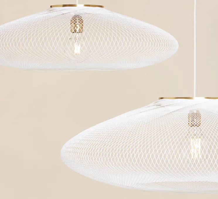 Suspension, UFO full Medium, blanc, câble blanc, Ø60cm, H18cm - Atelier Robotiq