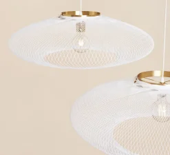 Suspension, UFO full Medium, blanc, câble blanc, Ø60cm, H18cm - Atelier Robotiq