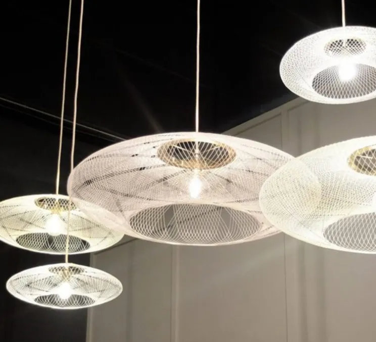 Suspension, UFO full Medium, blanc, câble blanc, Ø60cm, H18cm - Atelier Robotiq