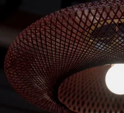 Suspension, Ufo full, Small, rouge vin, bague laiton, câble noir, Ø40cm, H12cm - Atelier Robotiq