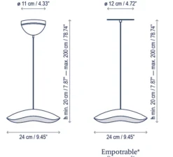 Suspension, Valentina S/24, gris et blanc, LED, 2700K, 715lm, Ø24cm, H20cm - Bover