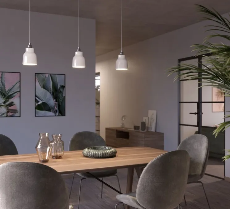 Suspension, vase céramique, blanc, Ø13cm, H15cm - Creative Cables