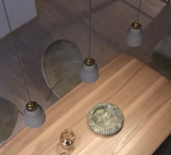 Suspension, vase céramique, ciment, Ø13cm, H15cm - Creative Cables