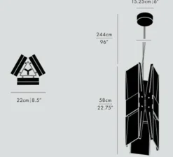 Suspension, Vector, 3 panneaux, acier poli, LED, dim, coupure de phase, 2700K, Ø22cm, H58cm - A-N-D