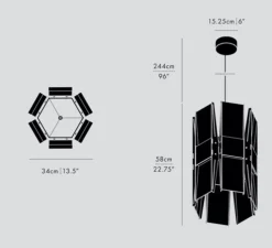 Suspension, Vector, 6 panneaux, acier poli, LED, dim, coupure de phase, 2700K, L22cm, H58cm - A-N-D