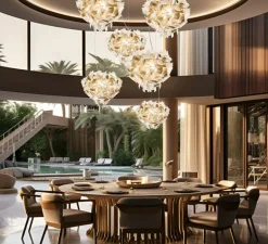 Suspension, Veli Aurea S, câble transparent, blanc, or, Ø42cm, H36cm - Slamp