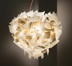 Suspension, Veli Aurea S, câble rouge, blanc, or, Ø42cm, H36cm - Slamp
