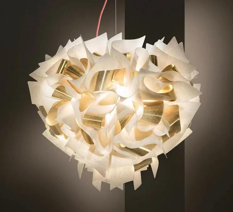 Suspension, Veli Aurea S, câble rouge, blanc, or, Ø42cm, H36cm - Slamp