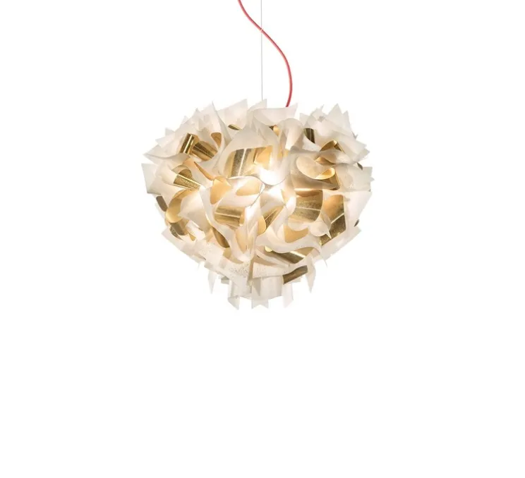 Suspension, Veli Aurea S, câble rouge, blanc, or, Ø42cm, H36cm - Slamp