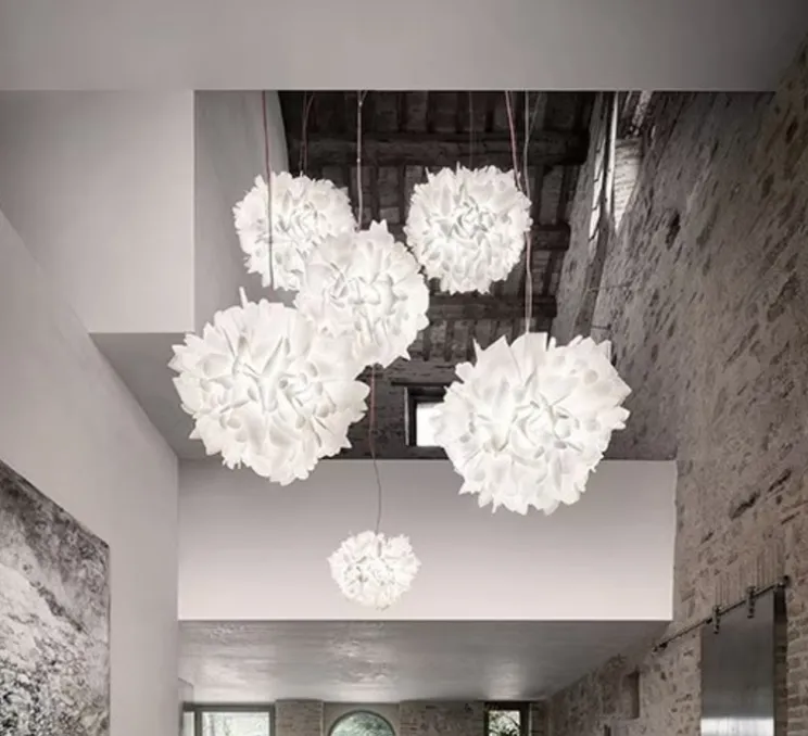 Suspension, Veli Foliage S, câble rouge, blanc, Ø45cm, H35cm - Slamp